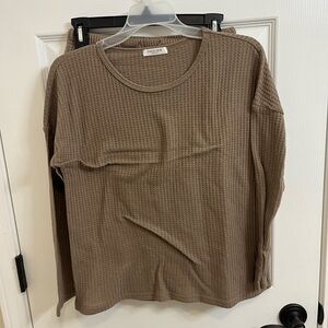 Ekouaer Brown Waffle Matching Set